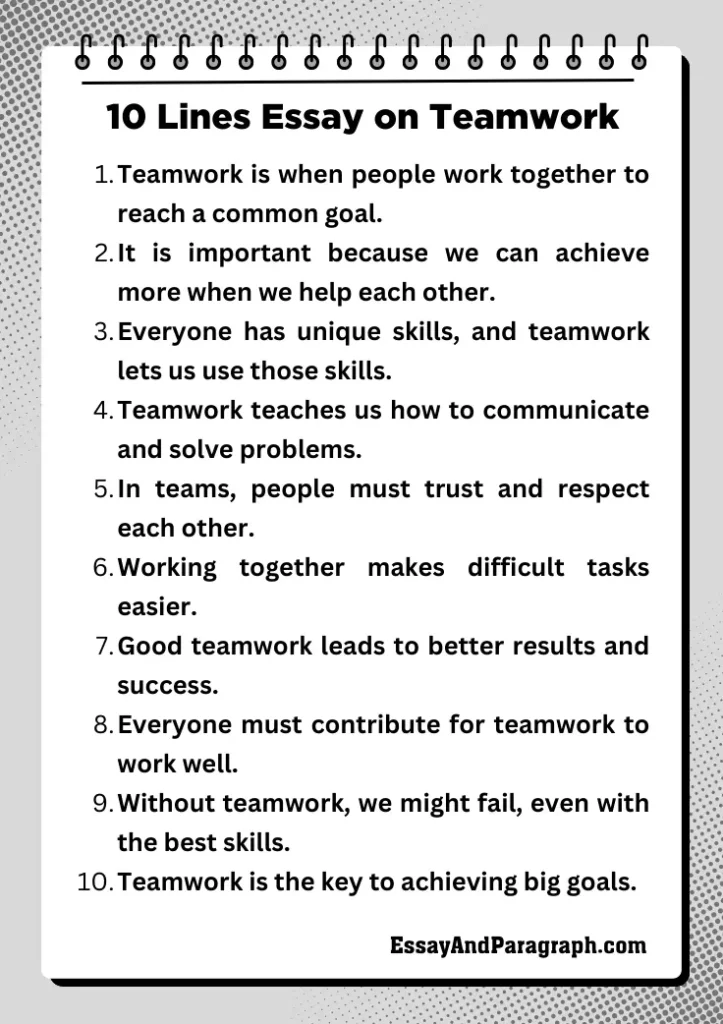 10 Lines Essay on Teamwork