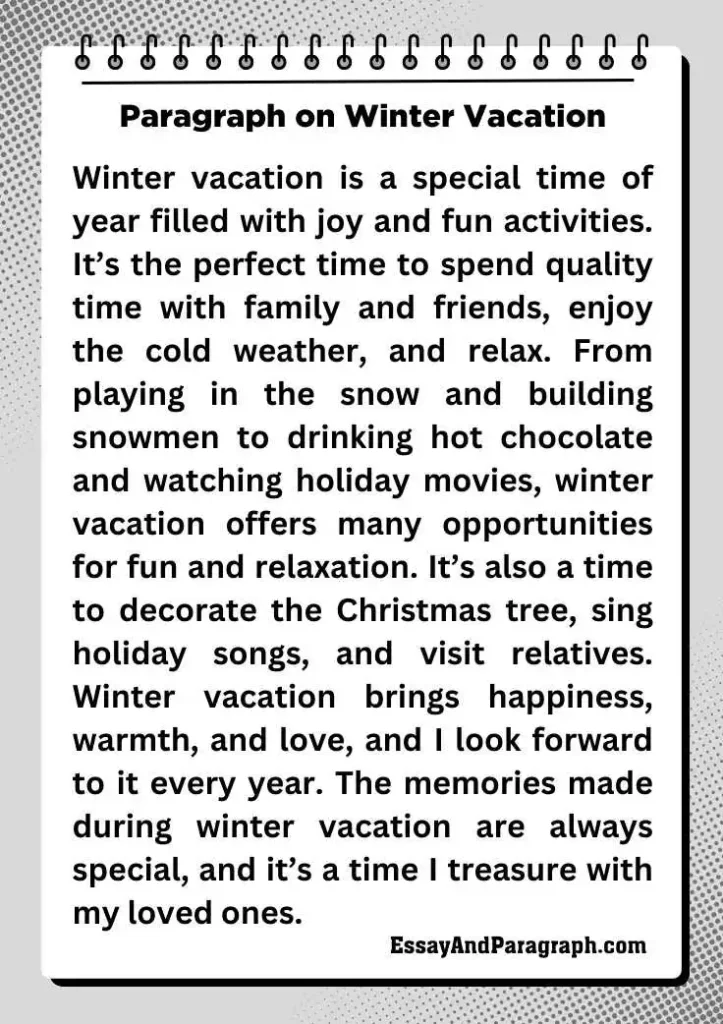 Paragraph on Winter Vacation