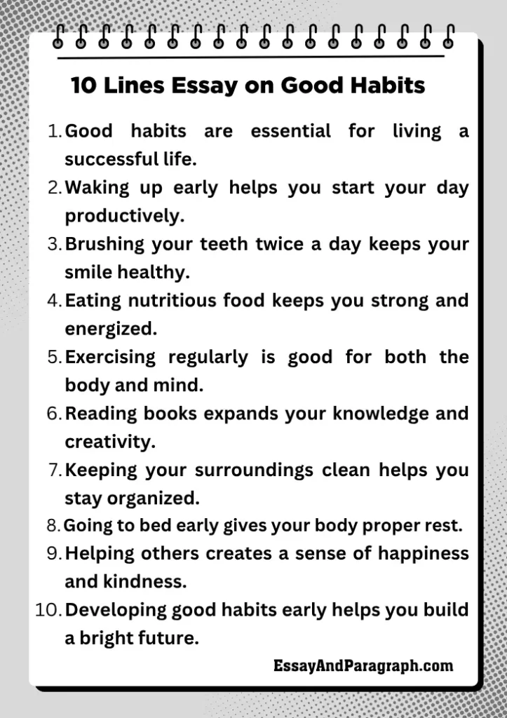 10 Lines Essay on Good Habits