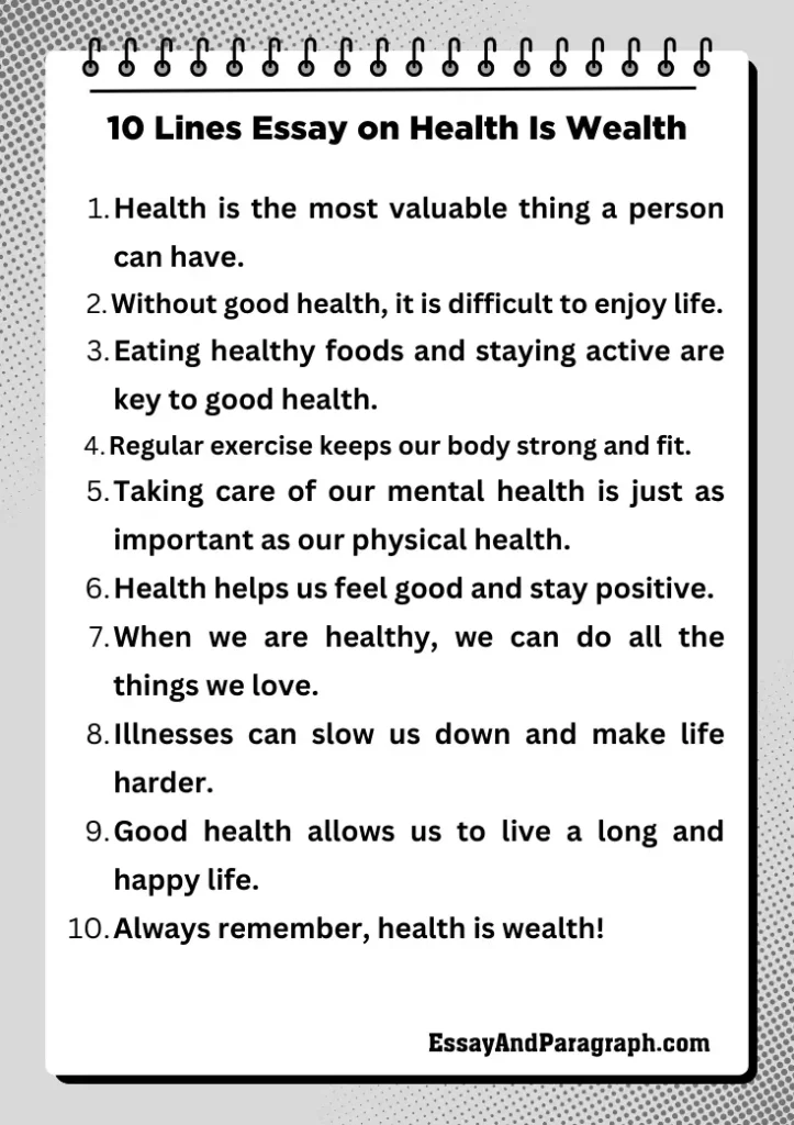 10 Lines Essay on Health Is Wealth