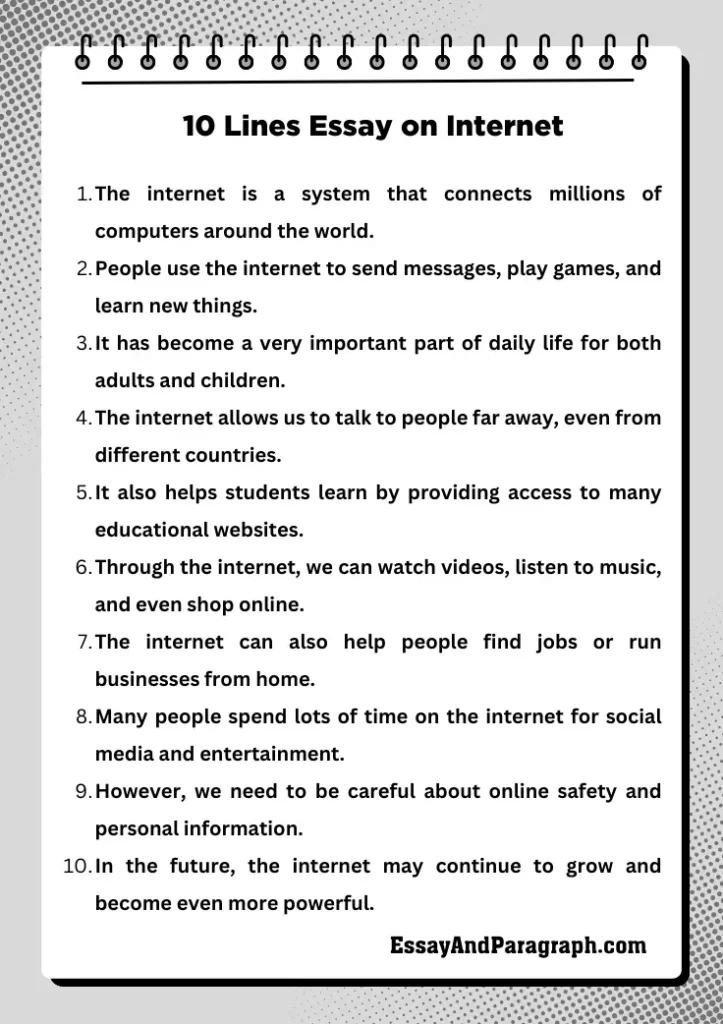 10 Lines Essay on Internet