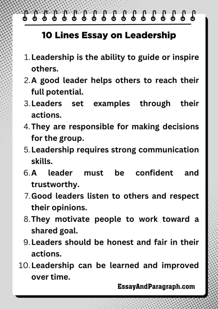 10 Lines Essay on Leadership