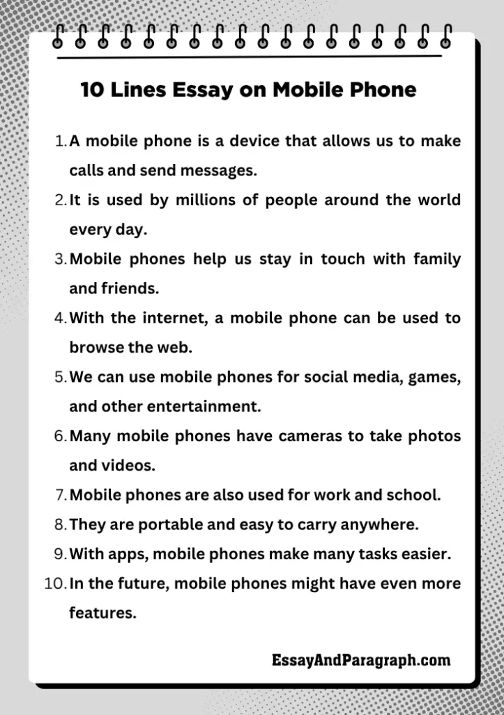 10 Lines Essay on Mobile Phone