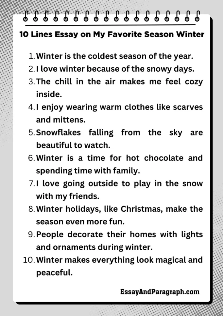 10 Lines Essay on My Favorite Season Winter