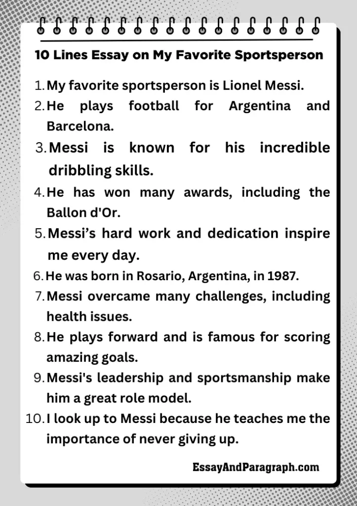10 Lines Essay on My Favorite Sportsperson