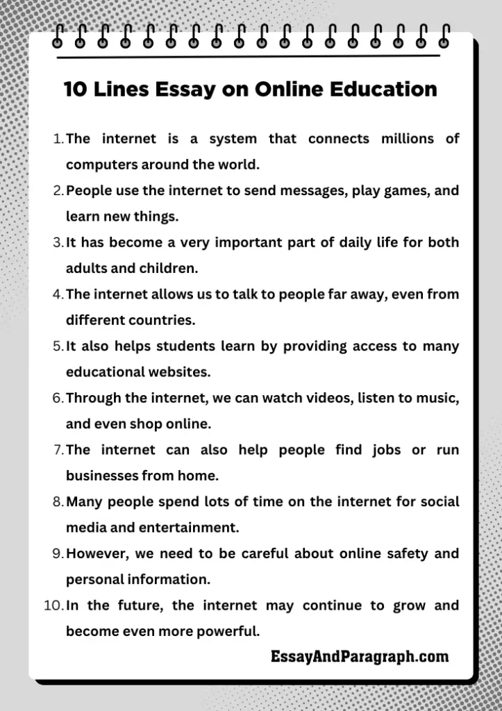 10 Lines Essay on Online Education