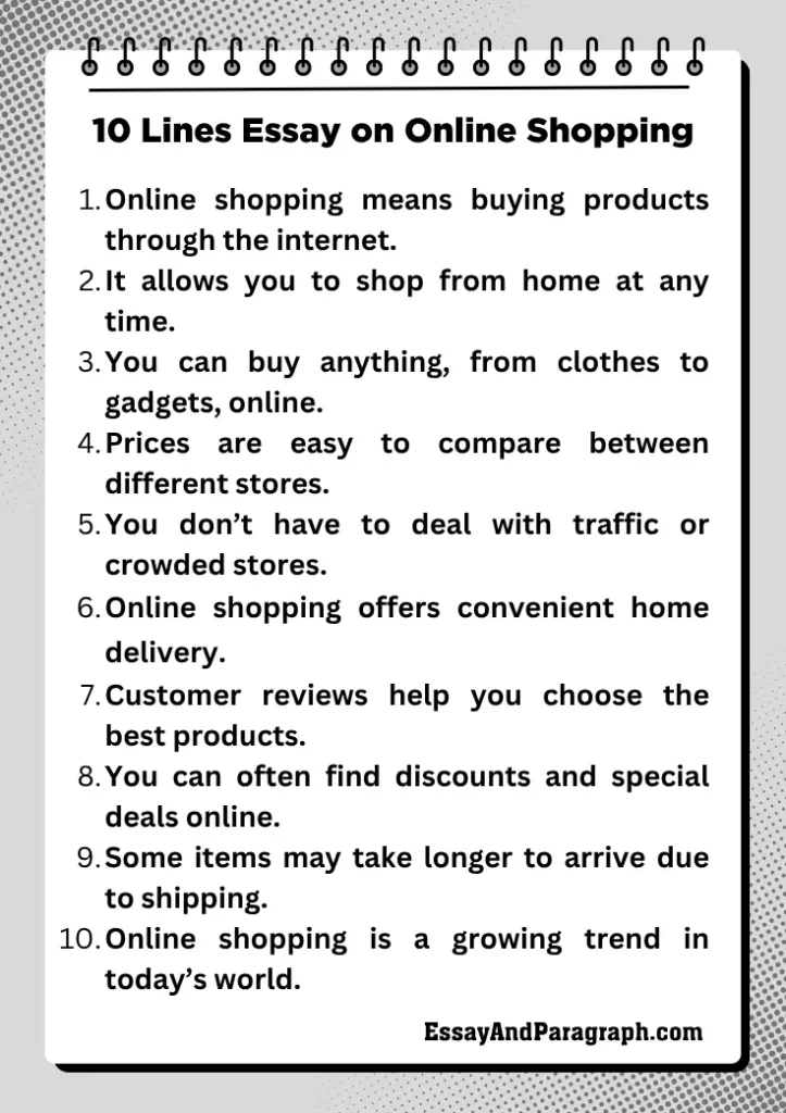 10 Lines Essay on Online Shopping