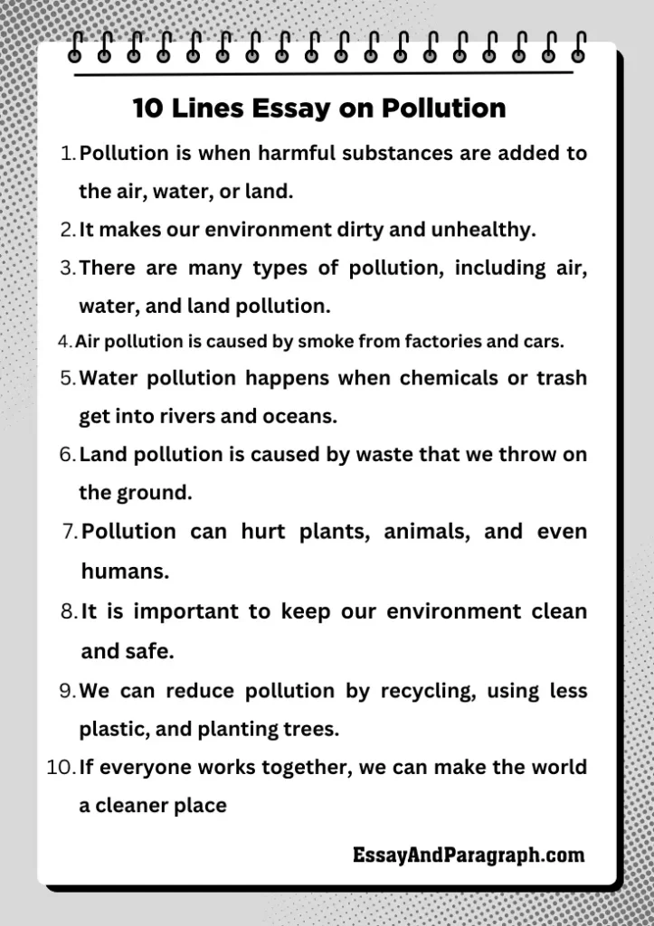 10 Lines Essay on Pollution