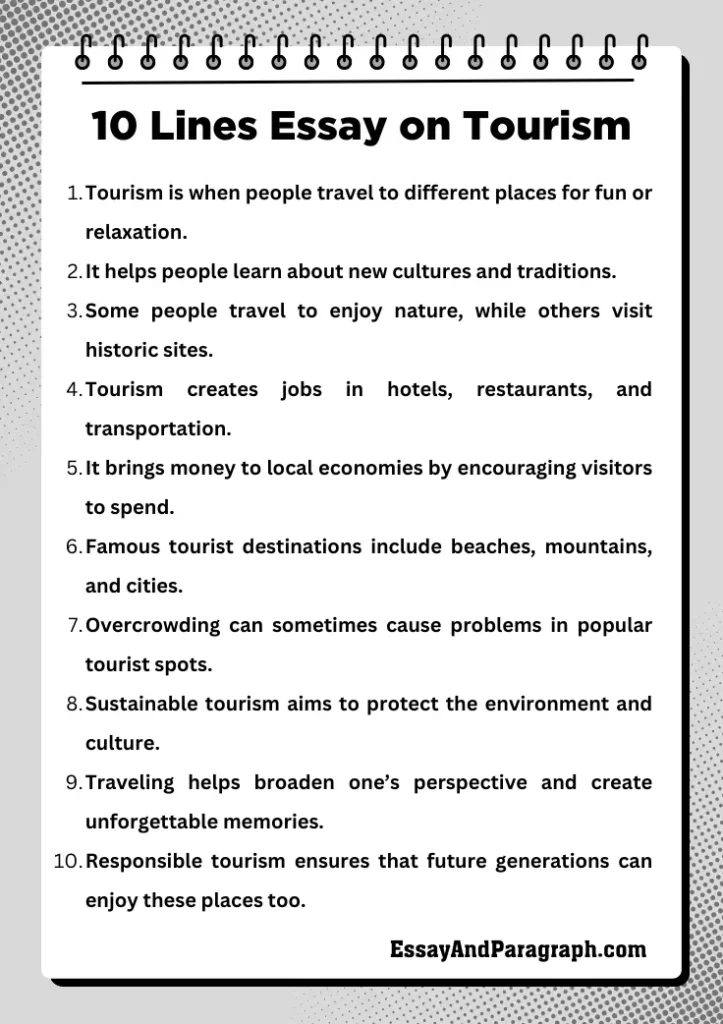 10 Lines Essay on Tourism