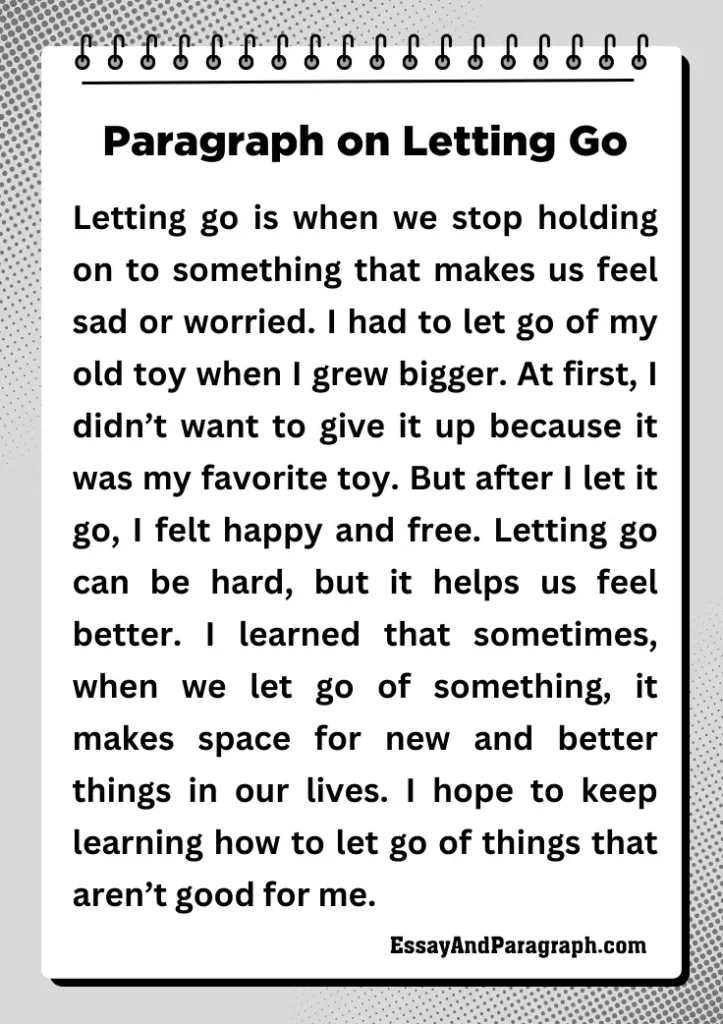Paragraph on Letting Go