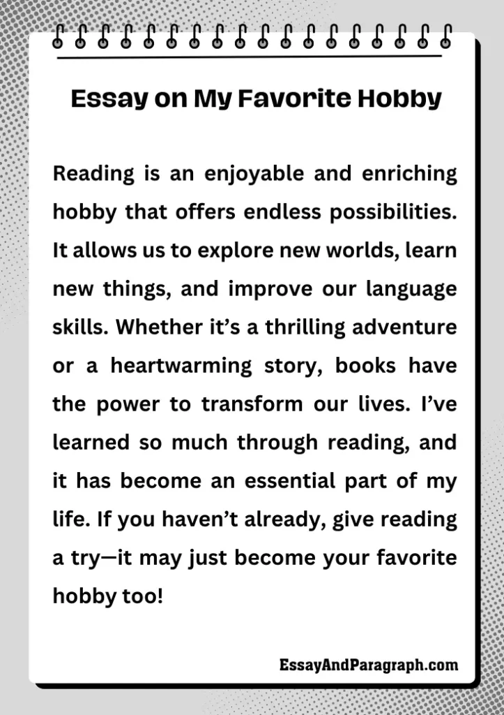 Essay on My Favorite Hobby