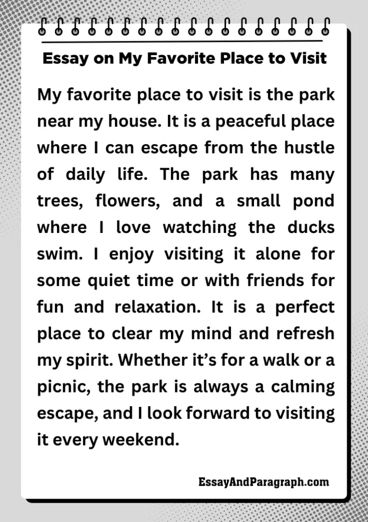 Essay on My Favorite Place to Visit