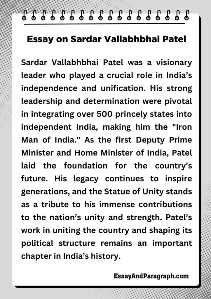 Essay on Sardar Vallabhbhai Patel