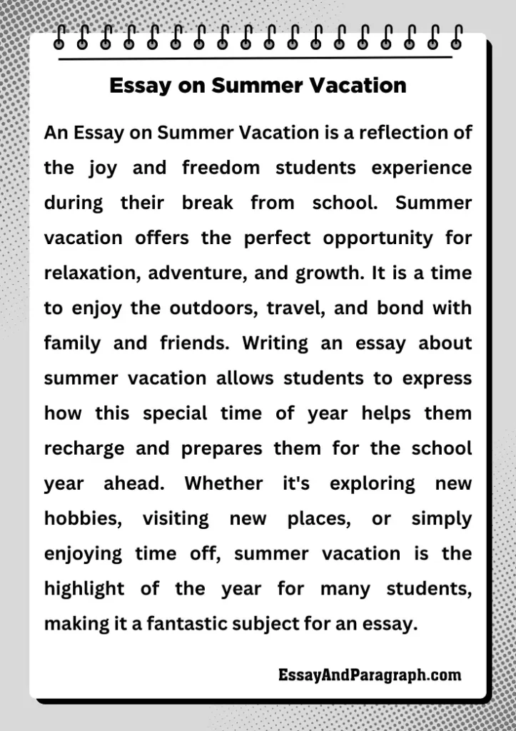 Essay on Summer Vacation