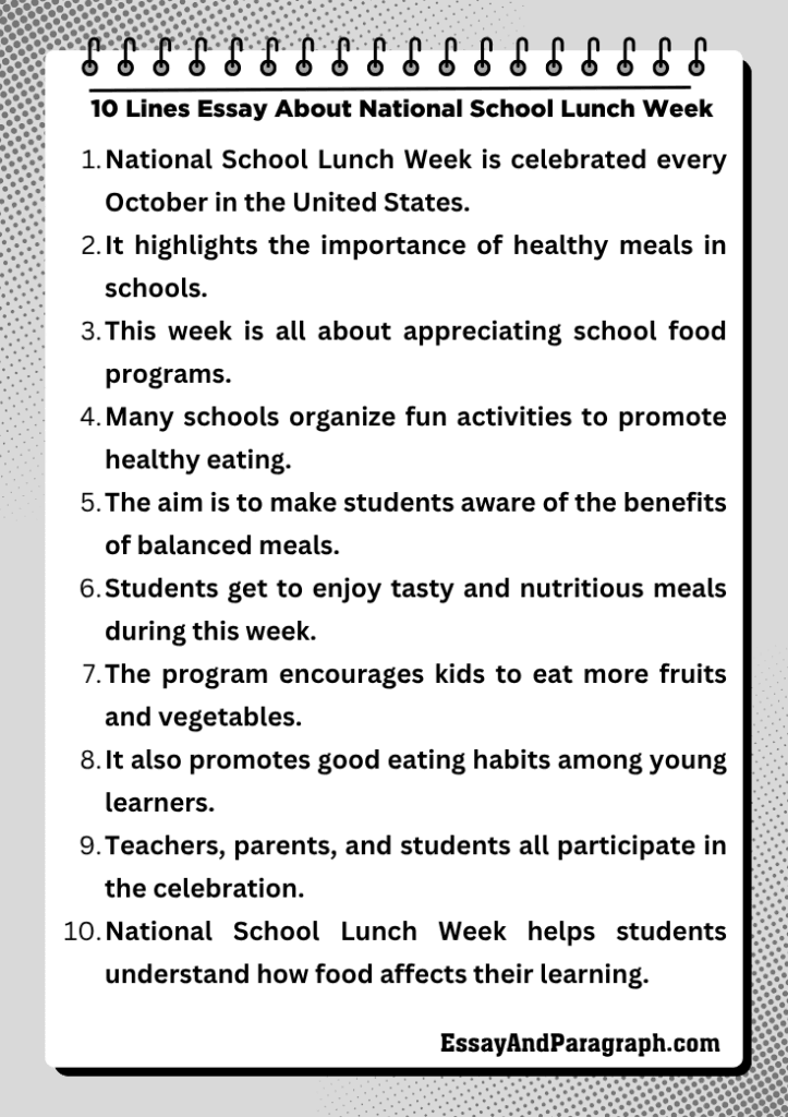 Essay About National School Lunch Week
