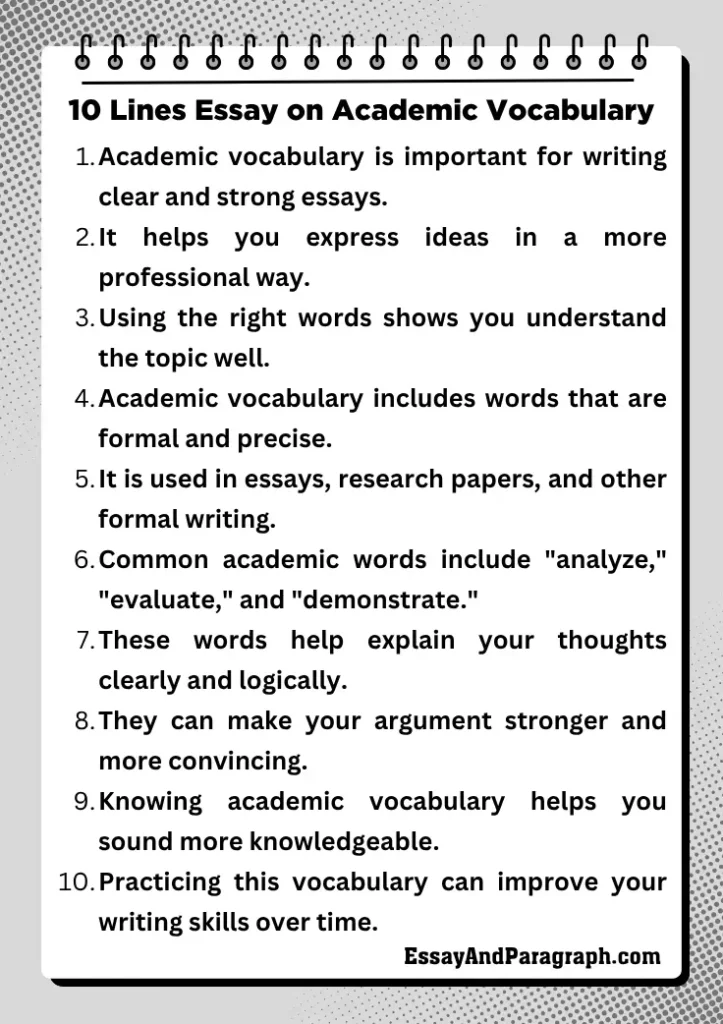 Essay on Academic Vocabulary For Essays 