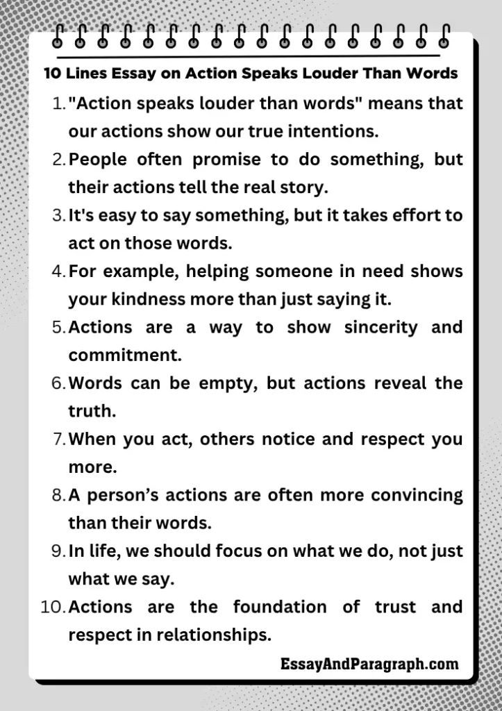 Essay on Action Speaks Louder Than Words