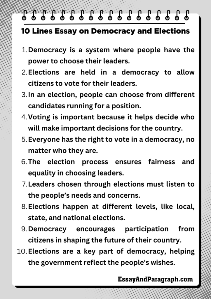 10 Lines Essay on Democracy and Elections