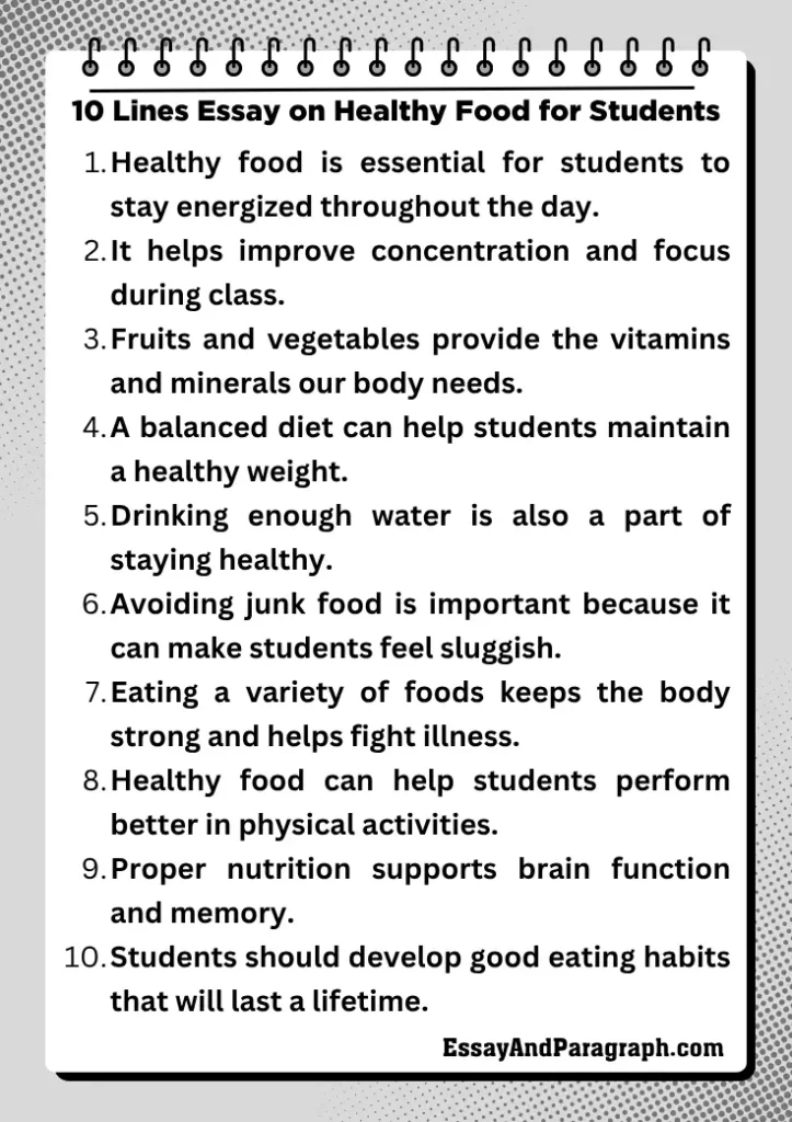 Essay on Healthy Food for Students