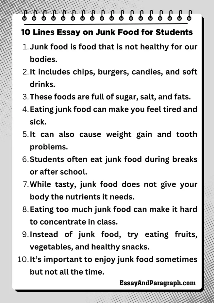 Essay on Junk Food for Students