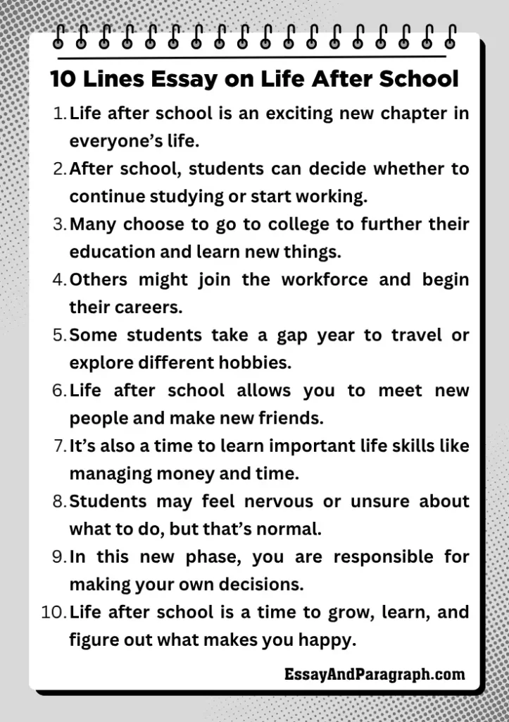 Essay on Life After School