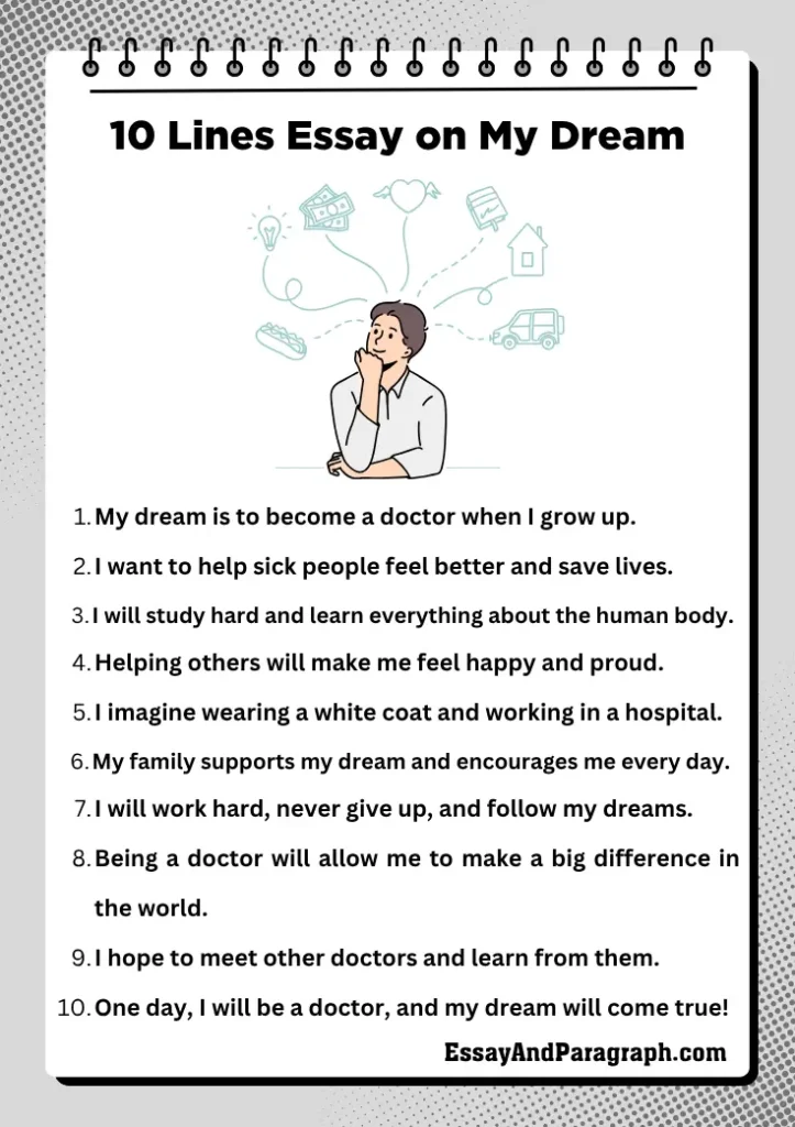 10 Lines Essay on My Dream
