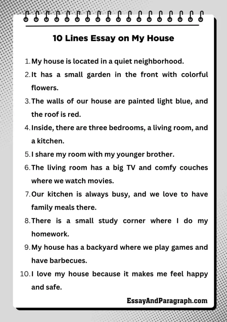 10 Lines Essay on My House