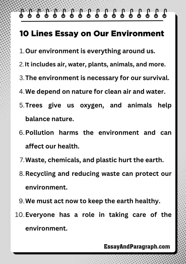 10 Lines Essay on Our Environment