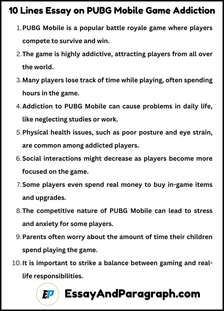 Essay on PUBG Mobile Game Addiction