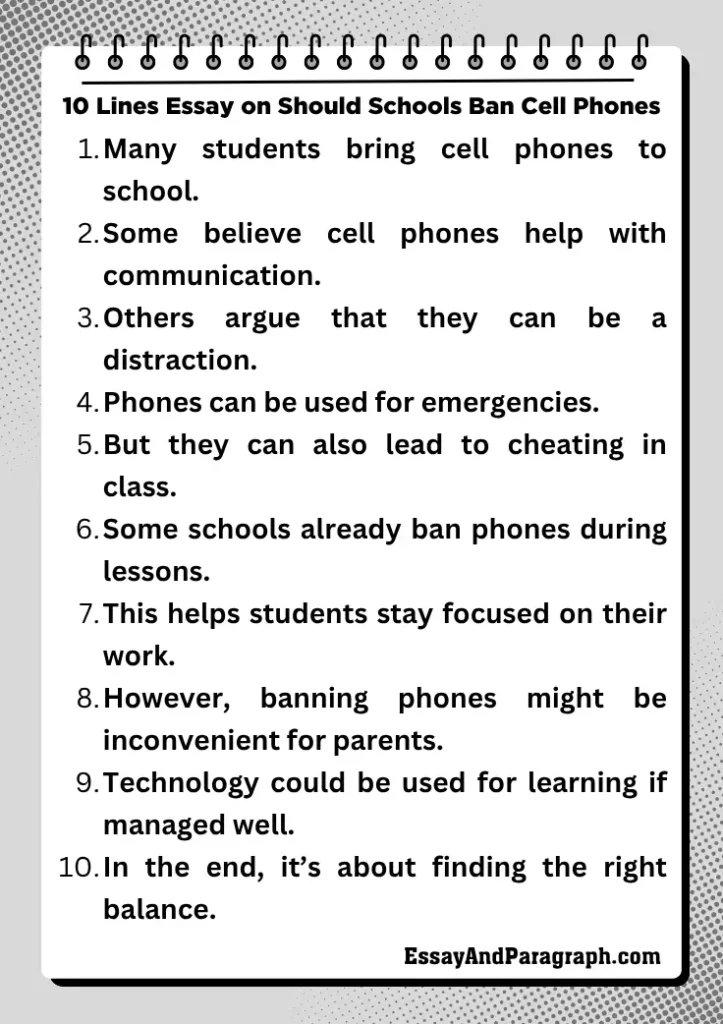 Essay on Should Schools Ban Cell Phones
