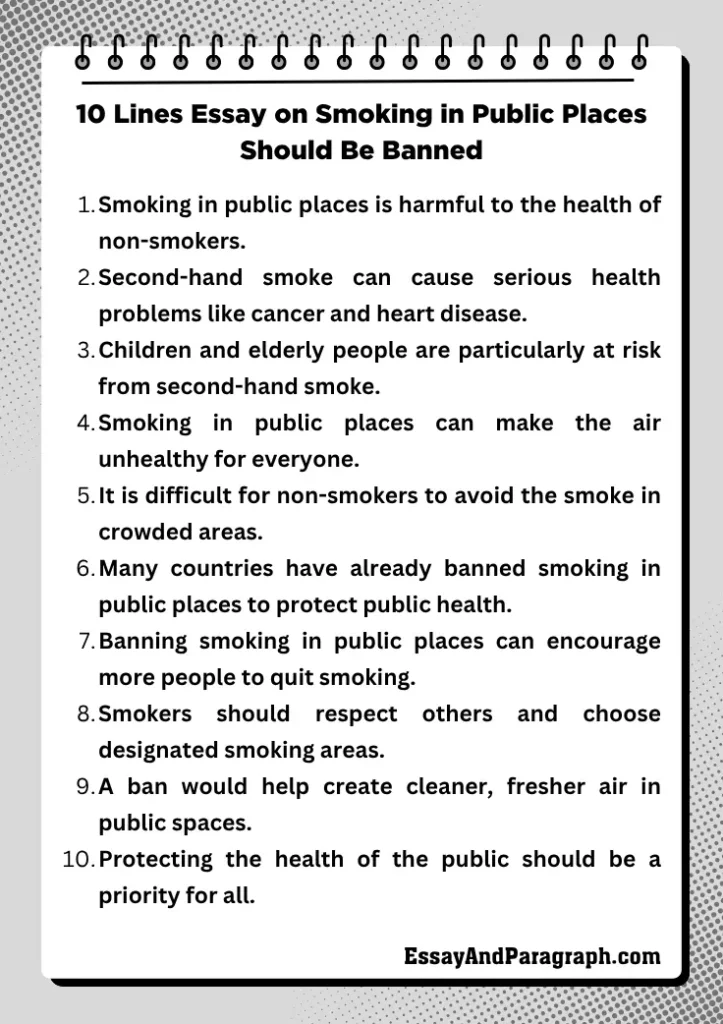 10 Lines Essay on Smoking in Public Places Should Be Banned