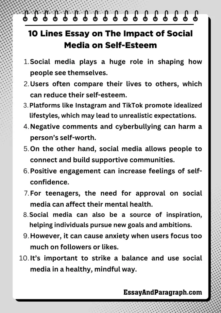 10 Lines Essay on The Impact Of Social Media On Self Esteem