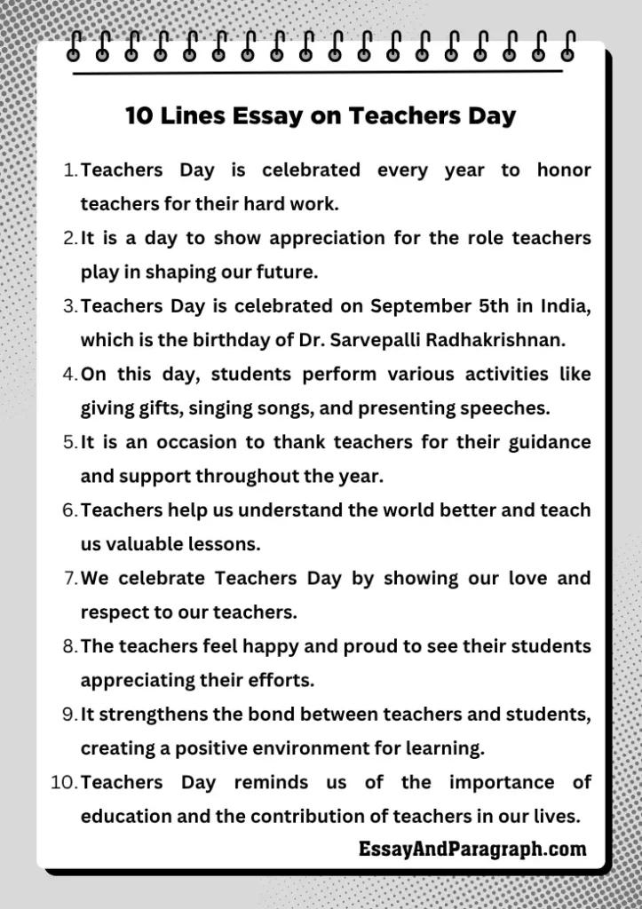 10 Lines Essay on Teachers Day