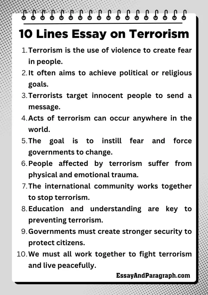 10 Lines Essay on Terrorism