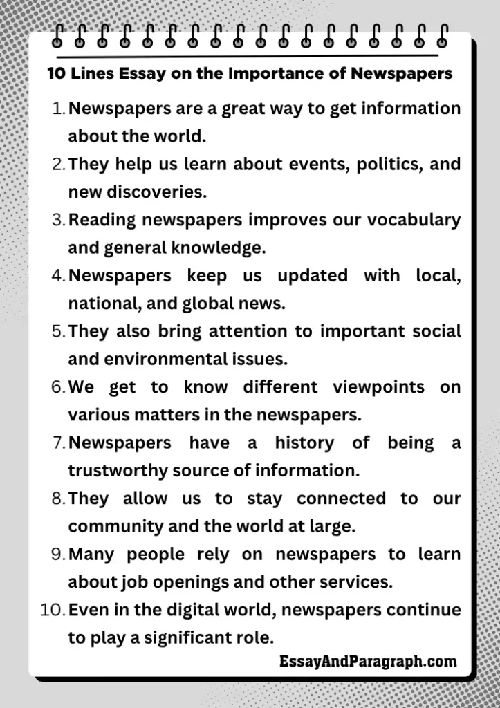 Essay on the Importance of Newspapers
