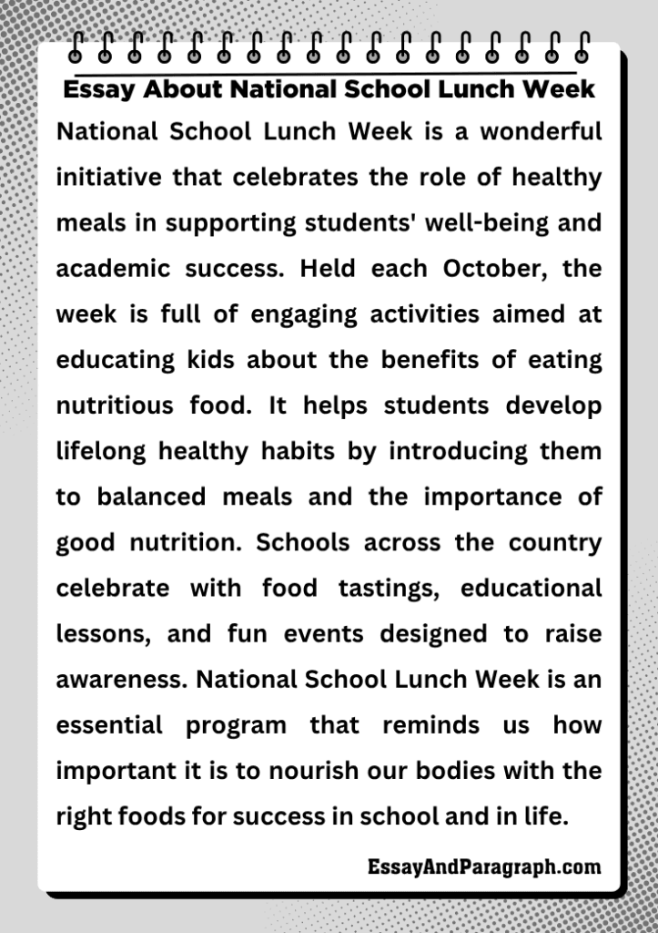 Essay About National School Lunch Week