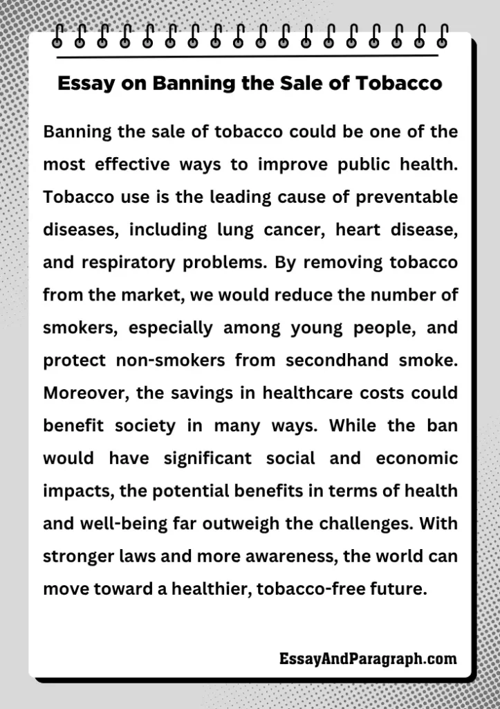 Essay on Banning the Sale of Tobacco