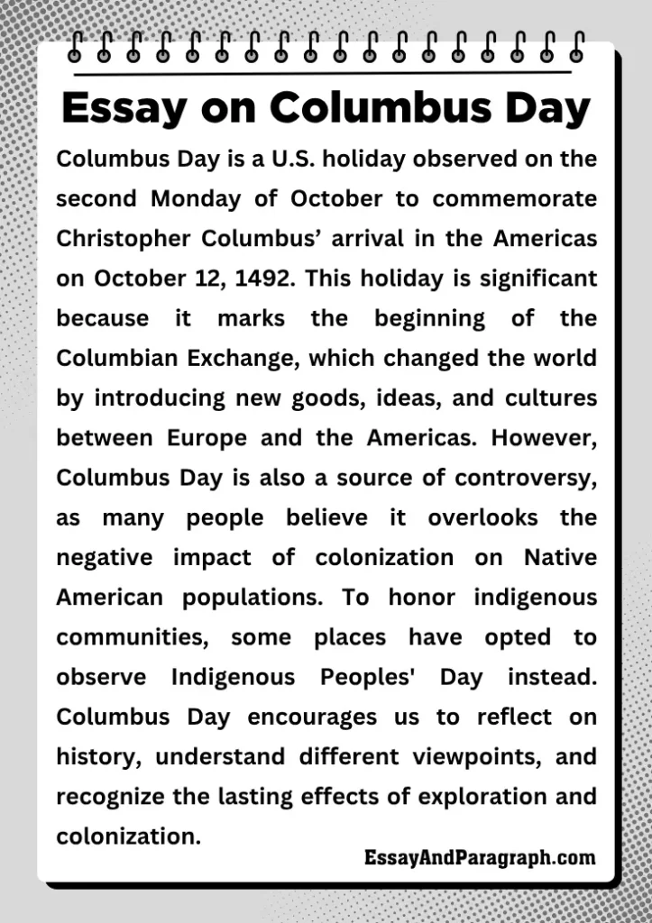 Essay on Columbus Day