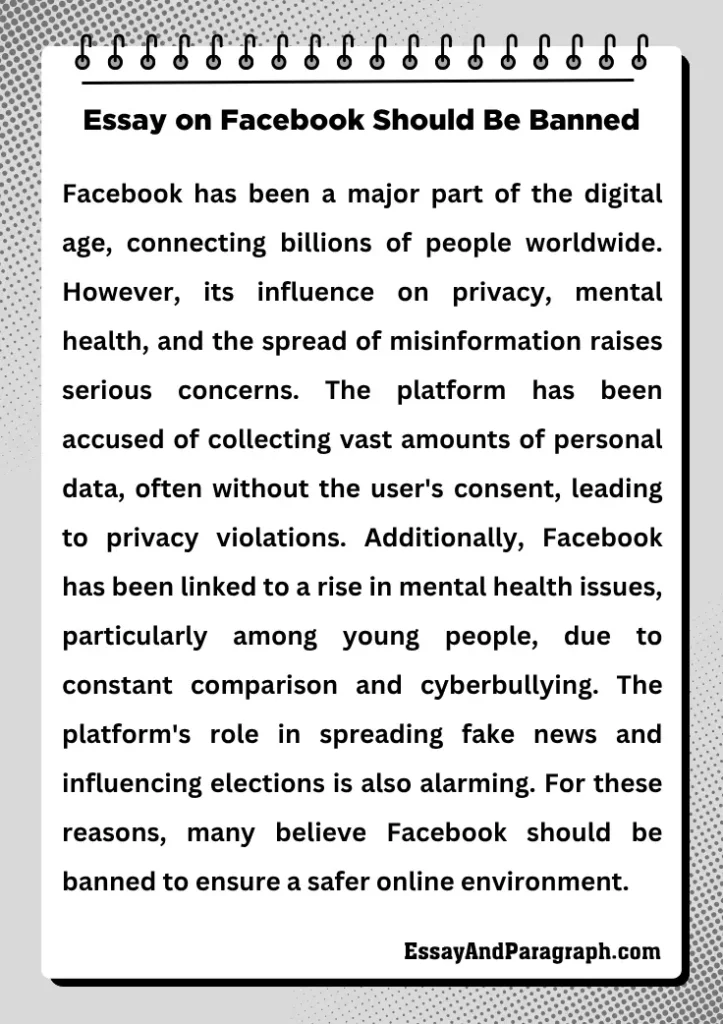 Essay on Facebook Should Be Banned