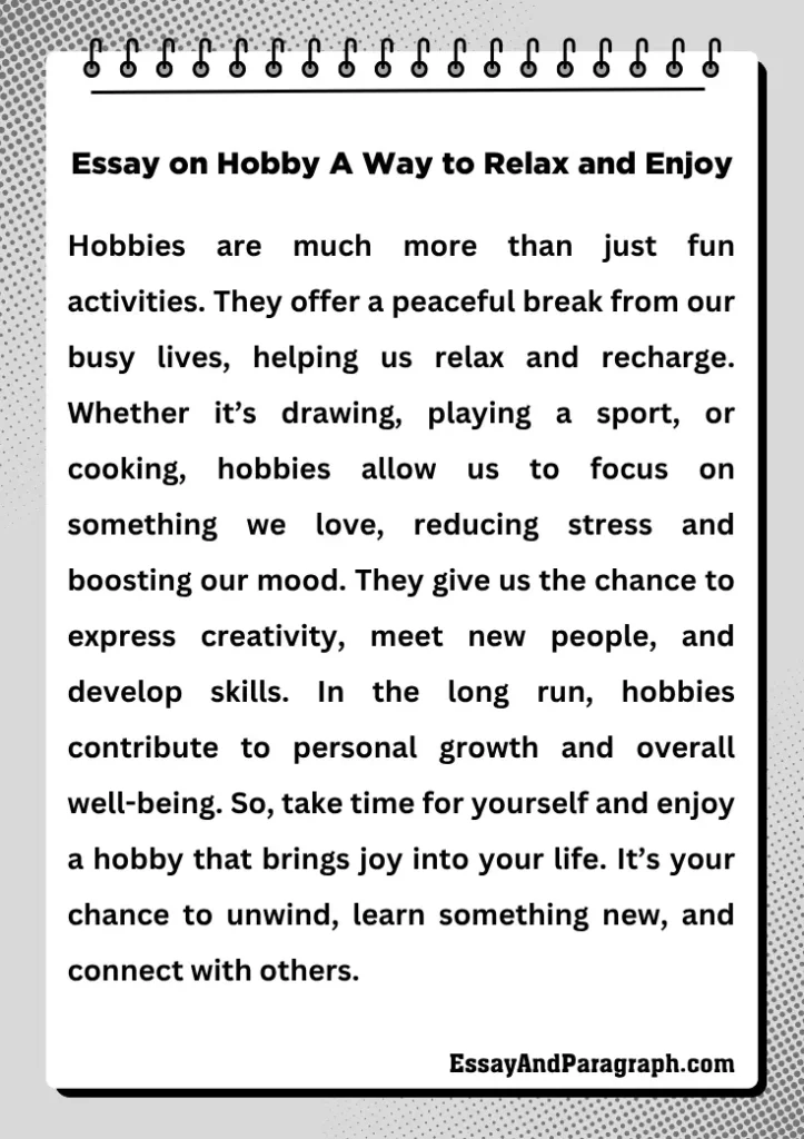 Essay on Hobby A Way to Relax and Enjoy