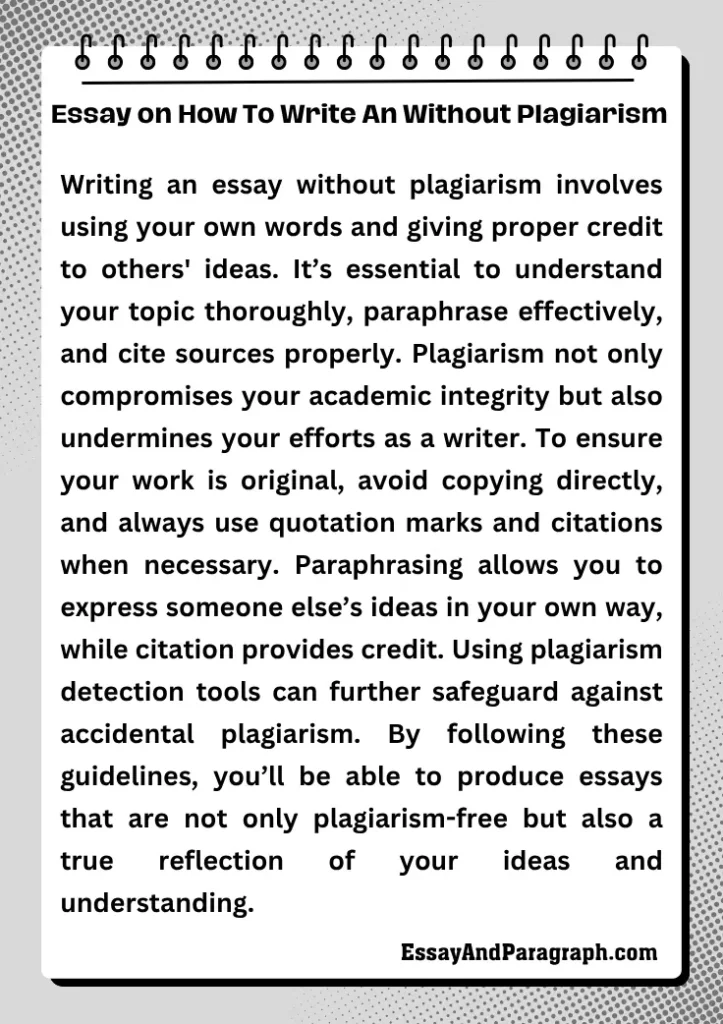 Essay on How To Write An Without Plagiarism