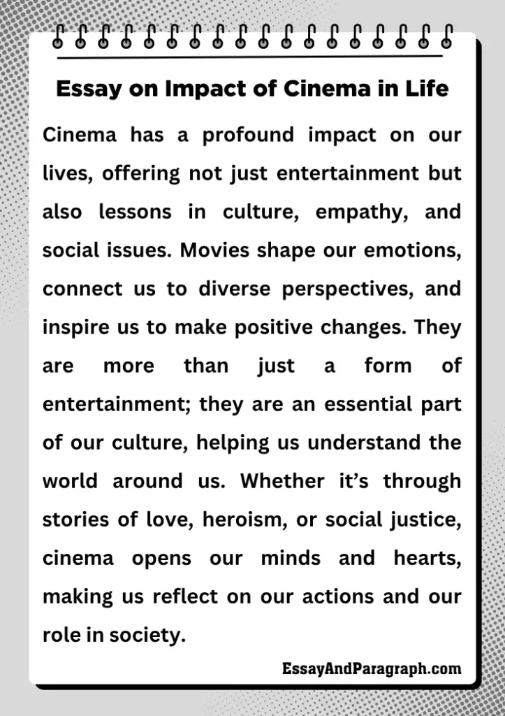 Essay on Impact of Cinema in Life