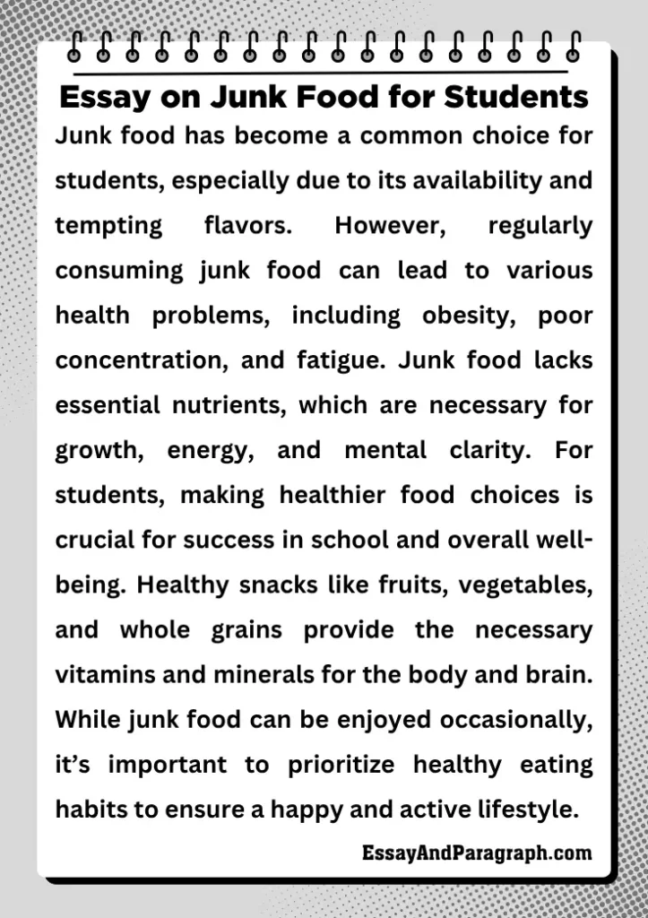 Essay on Junk Food for Students