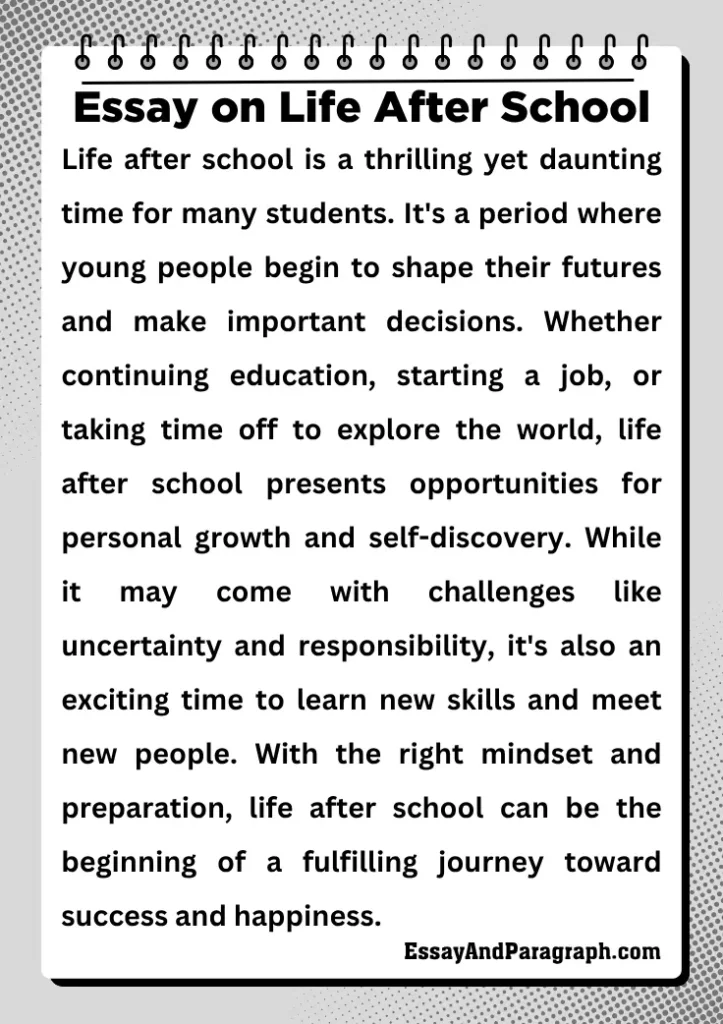 Essay on Life After School