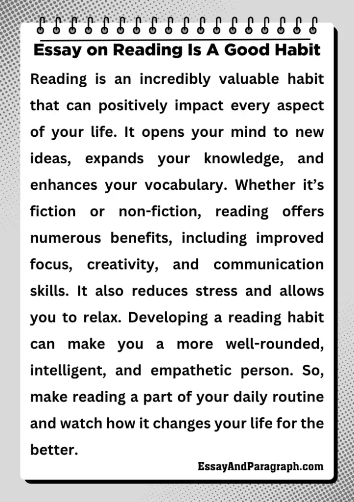 Essay on Reading Is A Good Habit