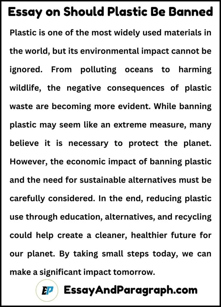 Essay on Should Plastic Be Banned