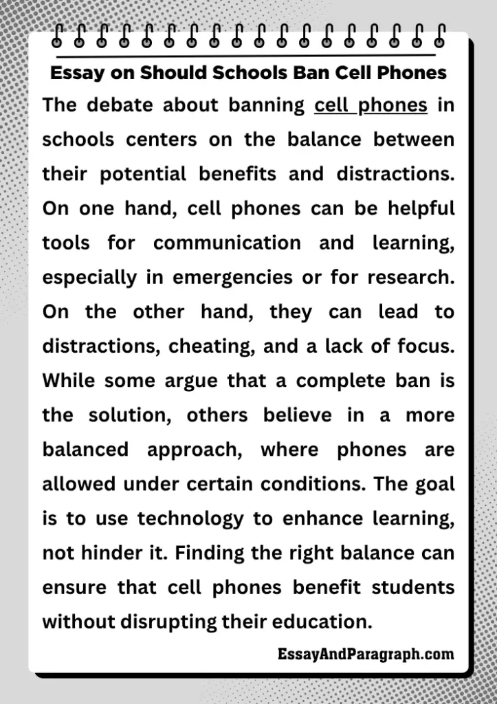 10 Lines Essay on Should Schools Ban Cell Phones