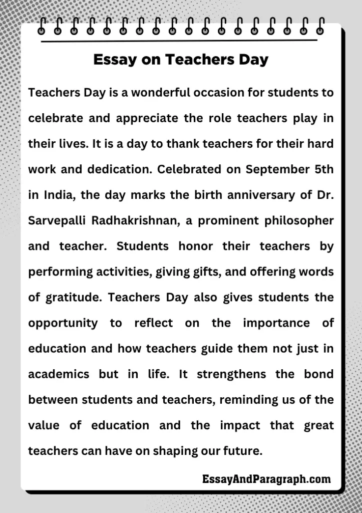 Essay on Teachers Day