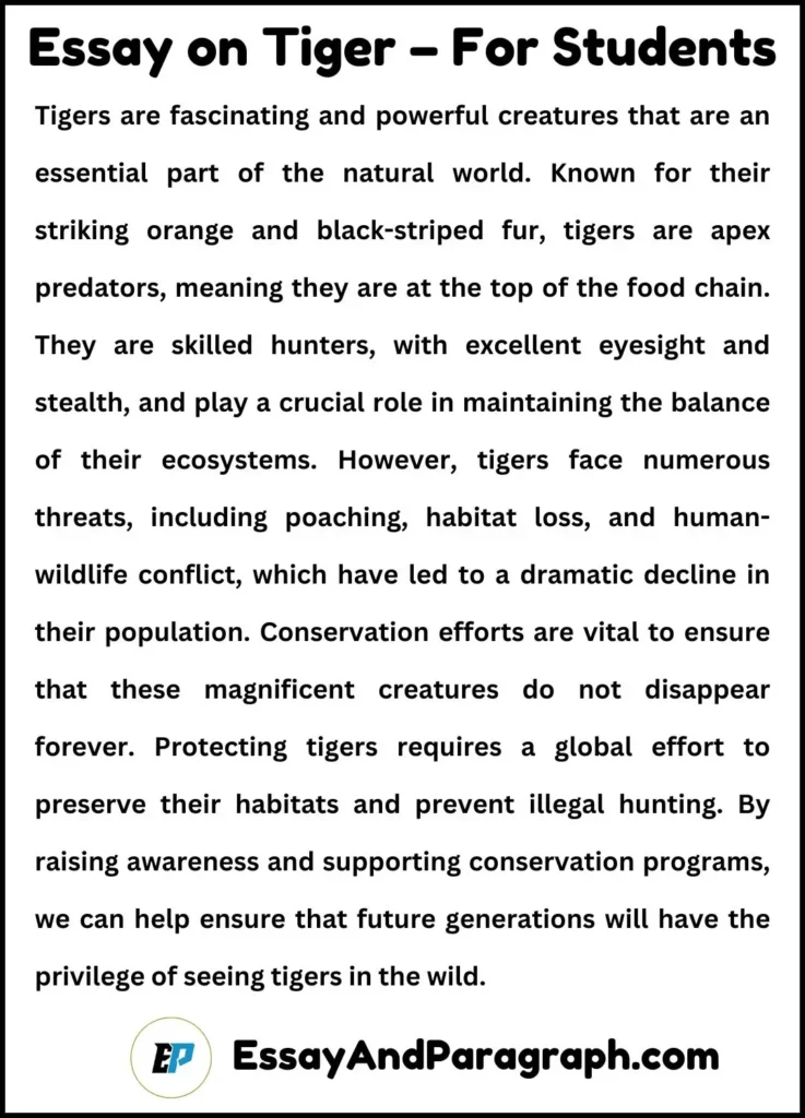 Essay on Tiger – For Students