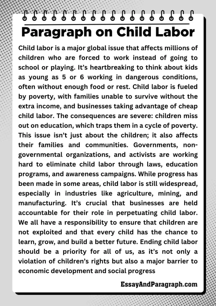 Paragraph on Child Labor